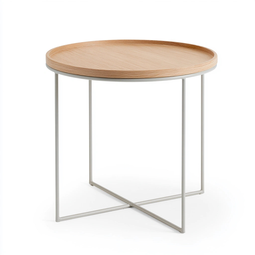 Table d'appoint en bois finition chêne, coloris brun clair