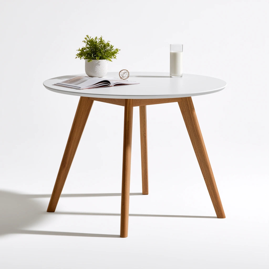 Table à manger aux lignes épurées, coloris blanc
