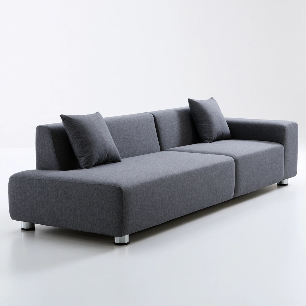 Canapé d'angle modulable aux lignes épurées, coloris gris moyen