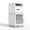 Tour de rangement sur roulettes en plastique sur roulettes, coloris blanc
