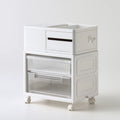 Tour de rangement sur roulettes en plastique sur roulettes, coloris blanc
