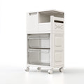 Tour de rangement sur roulettes en plastique sur roulettes, coloris blanc
