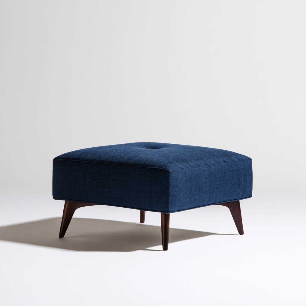 Pouf carré en tissu, coloris bleu profond