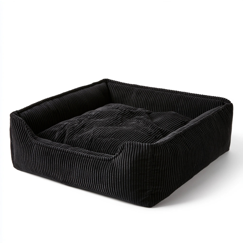 Coussin carré pour animal aux lignes épurées, coloris noir