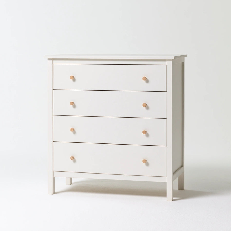 Commode verticale en bois à cinq tiroirs, coloris blanc