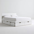 Cadre de lit avec tête de lit en bois, coloris blanc
