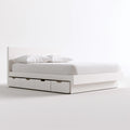 Cadre de lit avec tête de lit en bois, coloris blanc